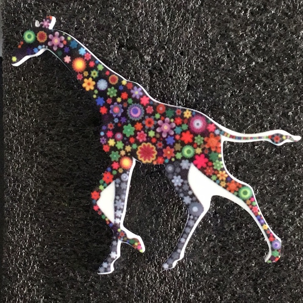Acrylic Printed Giraffe Brooch
